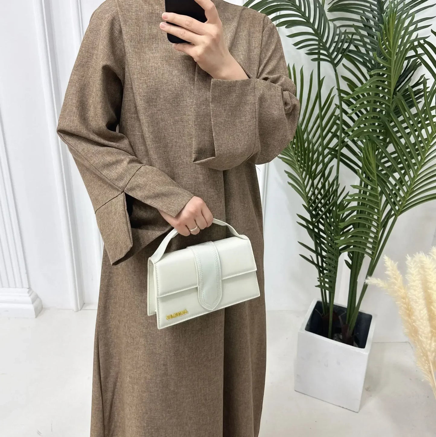 2024 Dubai Cotton Linen Closed Abaya for Women - Luxury Plain Muslim Hijab Dress, Turkey Casual Abayas, Ramadan Islam Kaftan Robe
