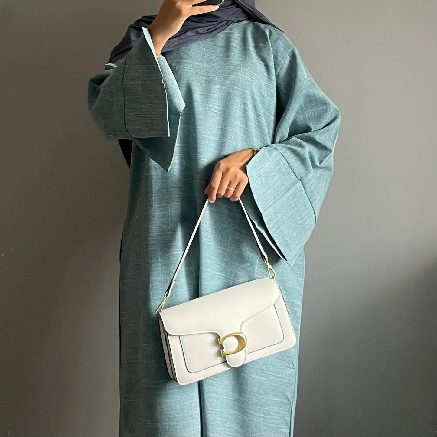 2024 Dubai Cotton Linen Closed Abaya for Women - Luxury Plain Muslim Hijab Dress, Turkey Casual Abayas, Ramadan Islam Kaftan Robe