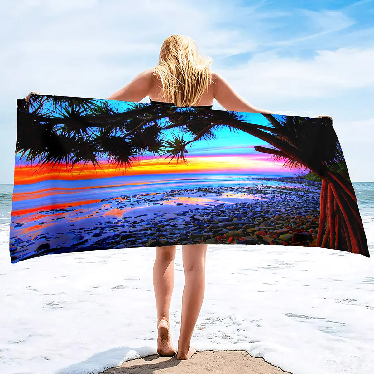 Embrace Beach Bliss: Giant Coconut Tree Beach Towel