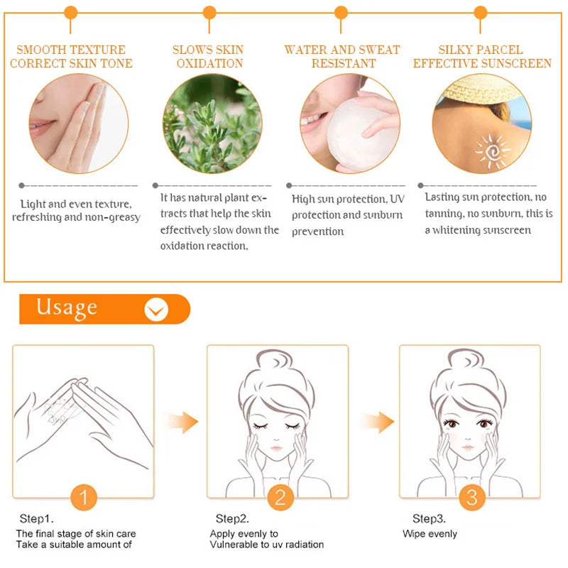 Facial and Body Sunscreen - Whitening Sun Cream, Skin Protective Cream with SPF 50/SPF 90, Anti-Sun Facial Protection