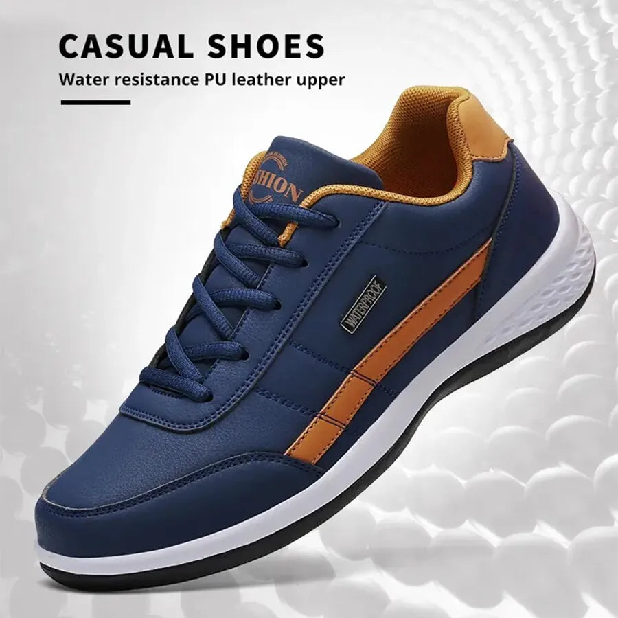 Men's Fashion Casual Shoes - Lightweight Outdoor Tennis Sneakers with Comfortable Lace-Up PU Design, Note: Sizes Run Smaller