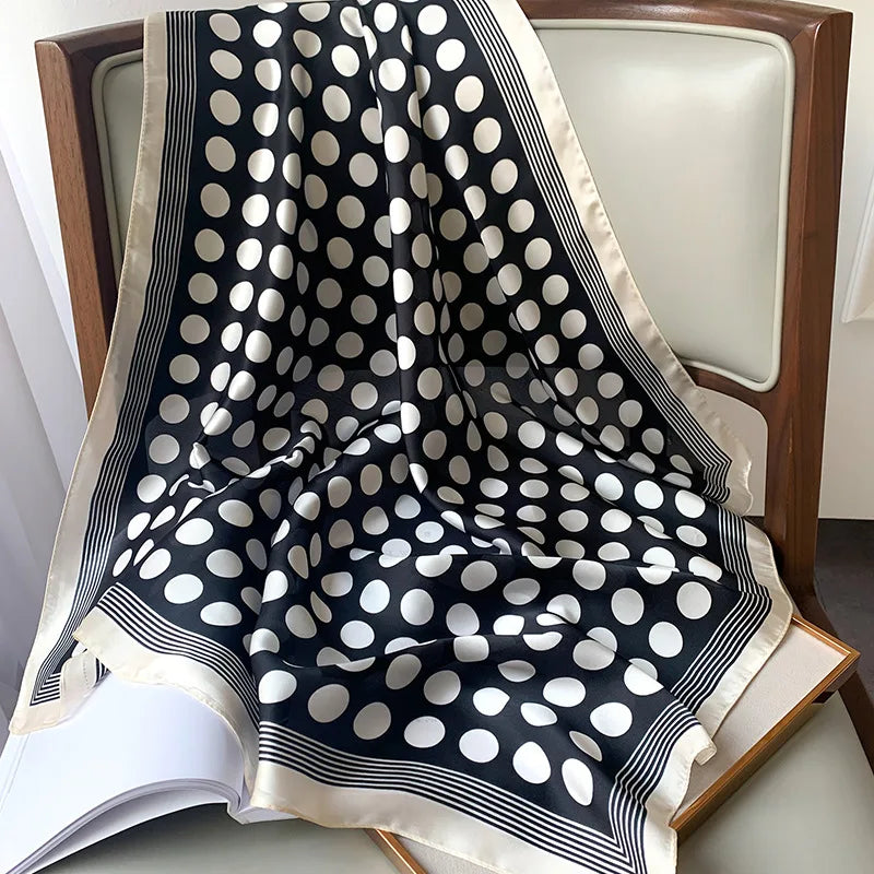Luxury Brand Silk Satin Hijab - Fashion Scarves for Women, 70x70cm Square Shawls with Elegant Prints