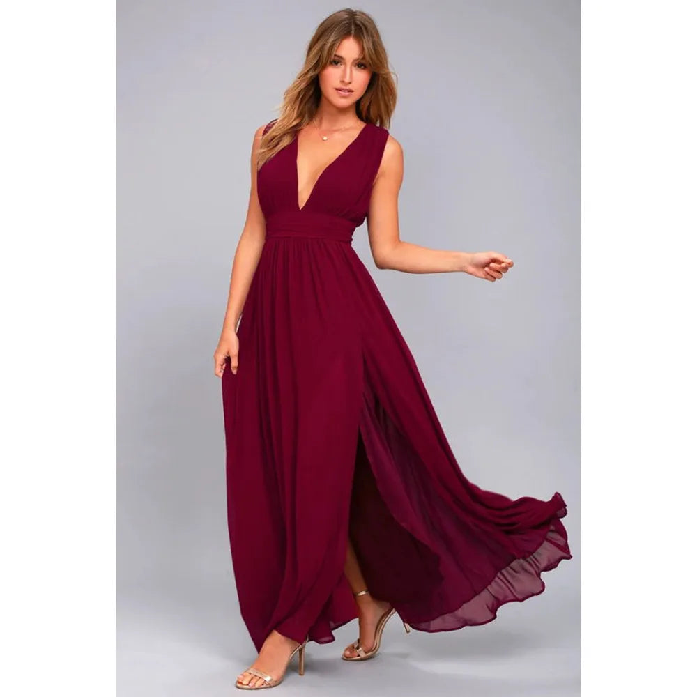 Gadotboutique Summer : Sexy V-Neck Sleeveless Maxi Beach Dress for Women