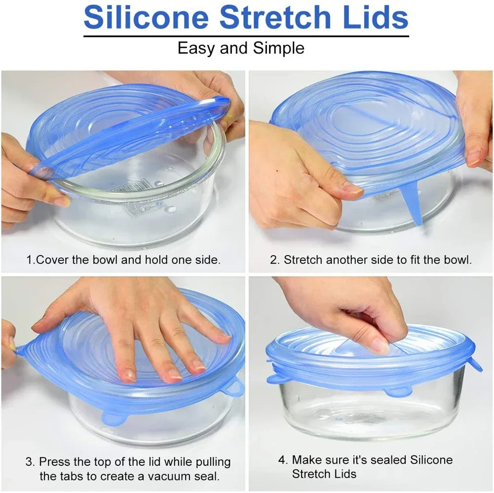 Food Silicone Covers - Sealable Elastic Bowl Lids for Fresh-Keeping, Kitchen Storage and Organization, Suitable for Cans and Bowls