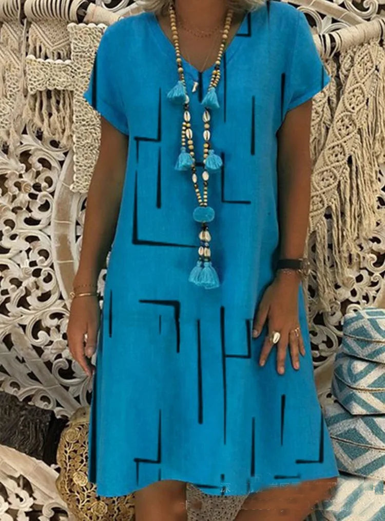 Vibrant & Flowy: Plus Size Summer Dress with Bold Print
