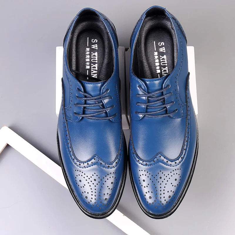 Handcrafted Men's Oxford Brogue Shoes - Genuine Calfskin Leather Dress Shoes for Classic Business Formal Wear