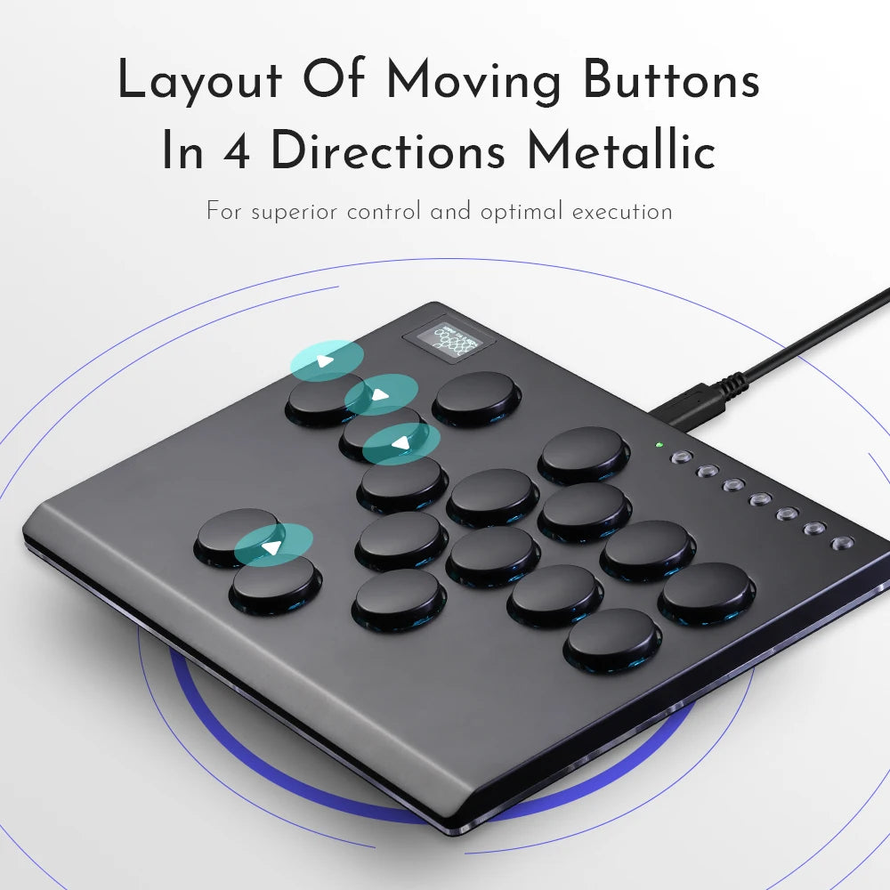 Haute42 Metal Joystick Hitbox Controller - Arcade Fighting Stick for PC, PS3, PS4, Switch, Steam, Mini Leverless Controller