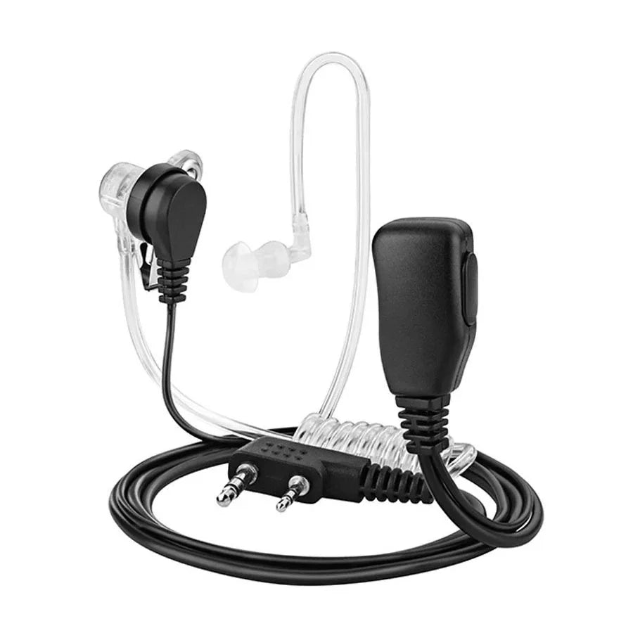 Air Tube PTT Headset for Walkie Talkies - 2 Pin Radio Earphones Compatible with Kenwood and Baofeng UV-5R