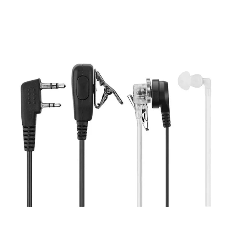 Air Tube PTT Headset for Walkie Talkies - 2 Pin Radio Earphones Compatible with Kenwood and Baofeng UV-5R