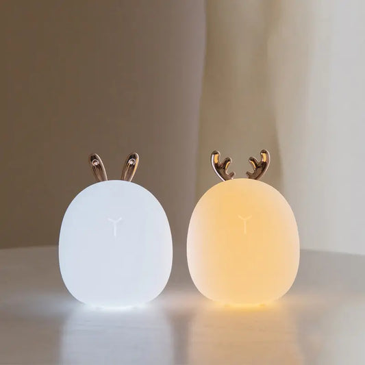 Deer Rabbit LED Night Light - Adjustable Colors, Touch Sensor Control, USB-Rechargeable