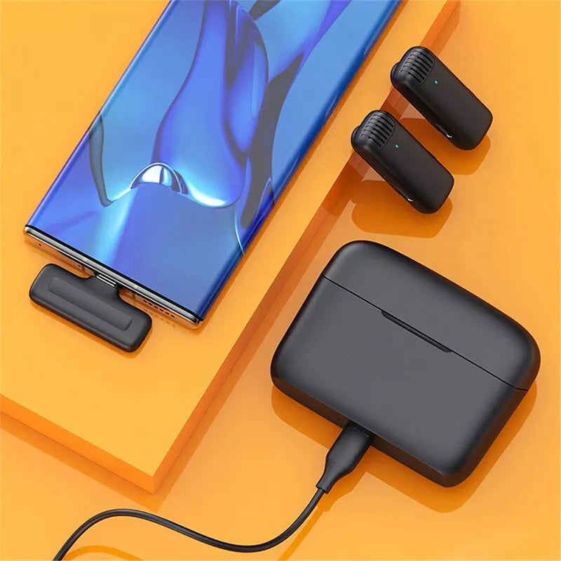 J13 Wireless Lavalier Microphone with Charging Case - Portable Audio/Video Receiver, Mini Mic for iPhone, Android, Tablet, and Gaming Live