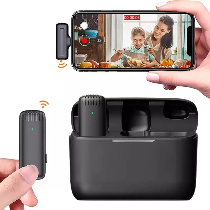 J13 Wireless Lavalier Microphone with Charging Case - Portable Audio/Video Receiver, Mini Mic for iPhone, Android, Tablet, and Gaming Live