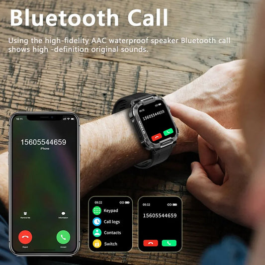 1.85" Outdoor Military Smart Watch for Men - Your Rugged Tech Companion