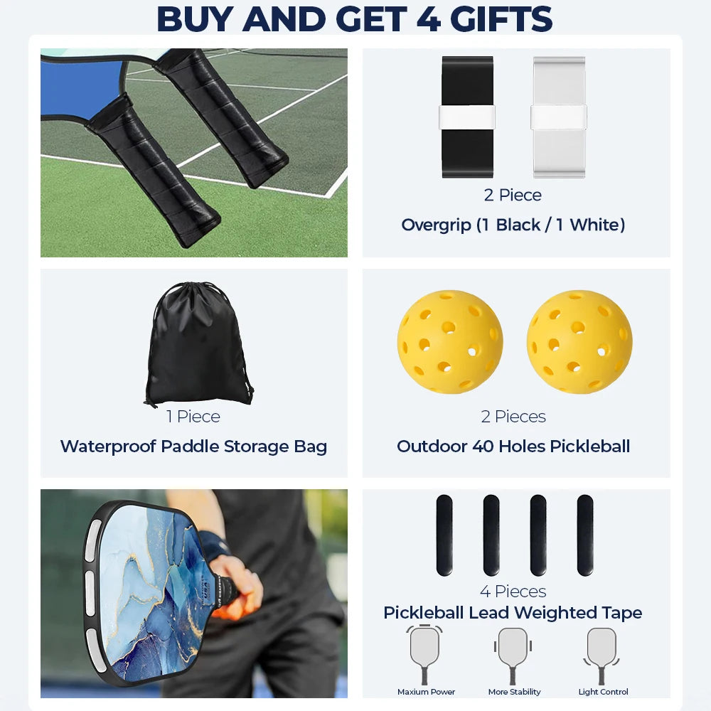 JIKEGO 18K Carbon Fiber Pickleball Paddle - 16mm Professional Racket for Men, Women, and Children