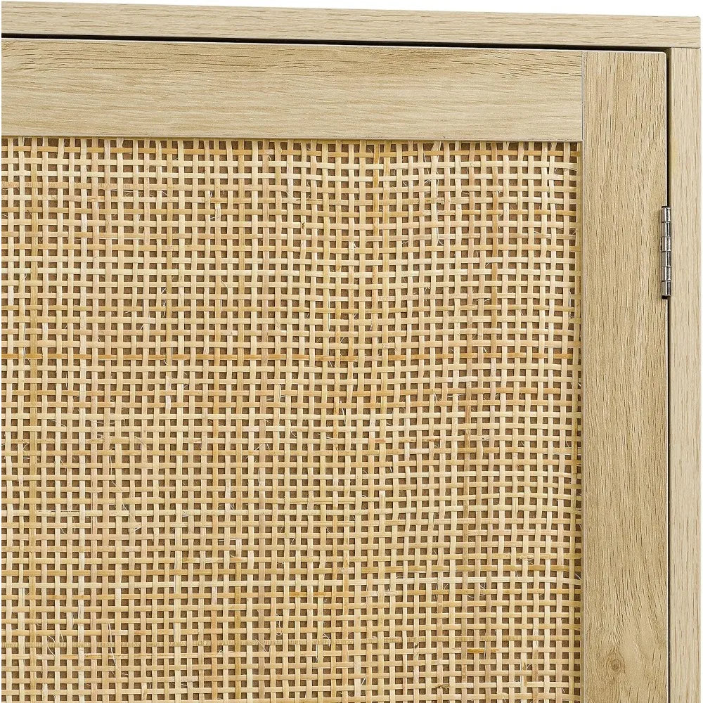 Liquor/Accent Cabinet - Living Room Sideboard Buffet with Rattan Decorated Doors, Kitchen Storage Cabinet for Hallway and Home