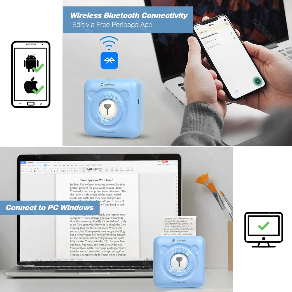 Mini Pocket Label Printer with Bluetooth 4.0 - Connects to Your Phone for Easy Printing