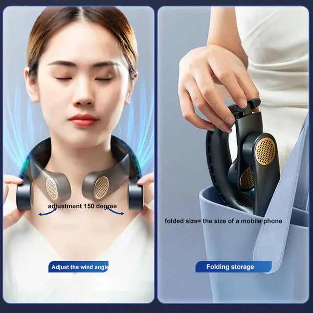 Neck Bladeless Fan - Quiet, Hands-Free Cooling with Long-Lasting Battery