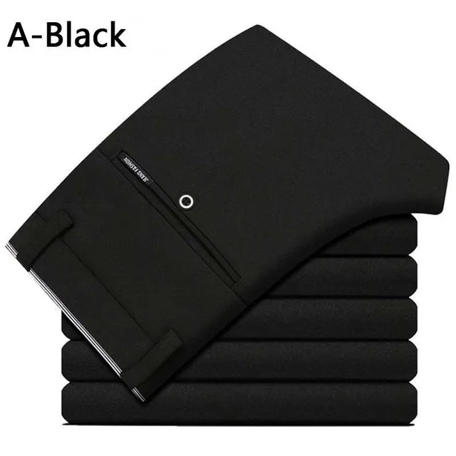 Men's Spring Autumn Fashion Business Casual Long Pants - Suit Pants, Male Elastic Straight Formal Trousers, Plus Big Size
