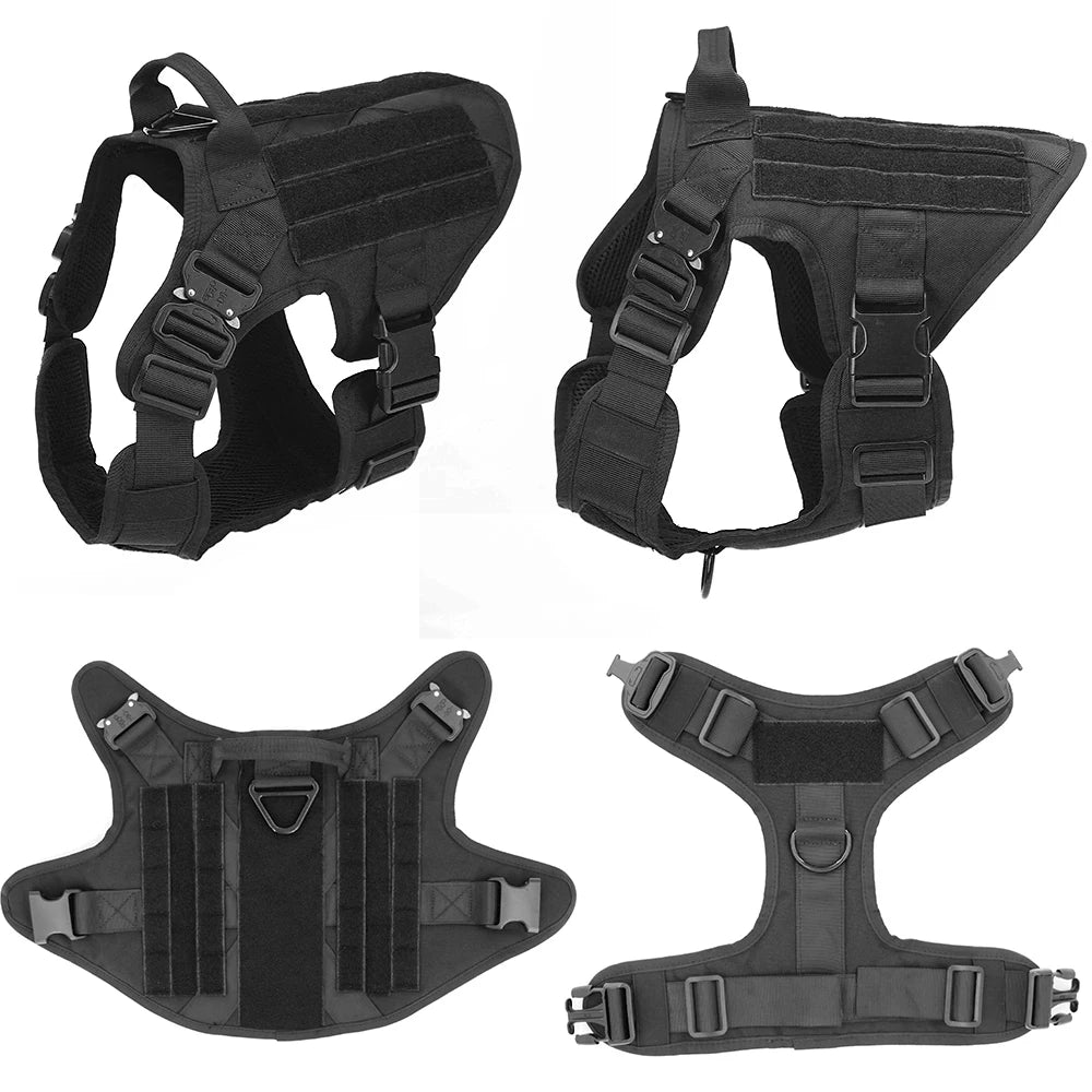 Military Large Dog Harness - Tactical Training Vest and Leash Set for German Shepherds, K9s, and Malinois