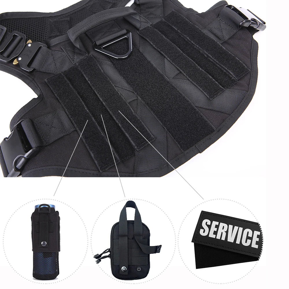 Military Large Dog Harness - Tactical Training Vest and Leash Set for German Shepherds, K9s, and Malinois