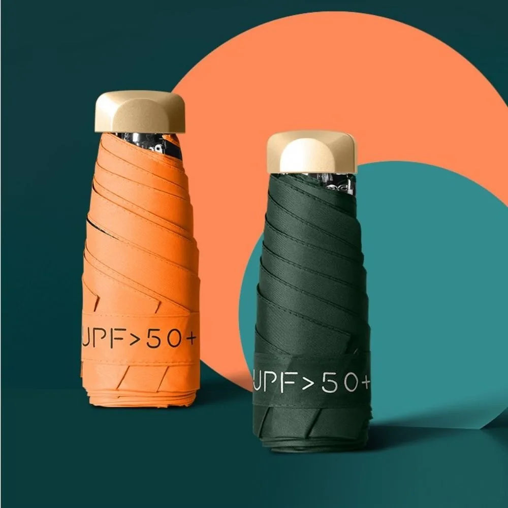 Mini Sun Umbrella - Compact Pocket-Sized, Vinyl Folding Rain Umbrella with UV Protection, Capsule Sunshade Parasol