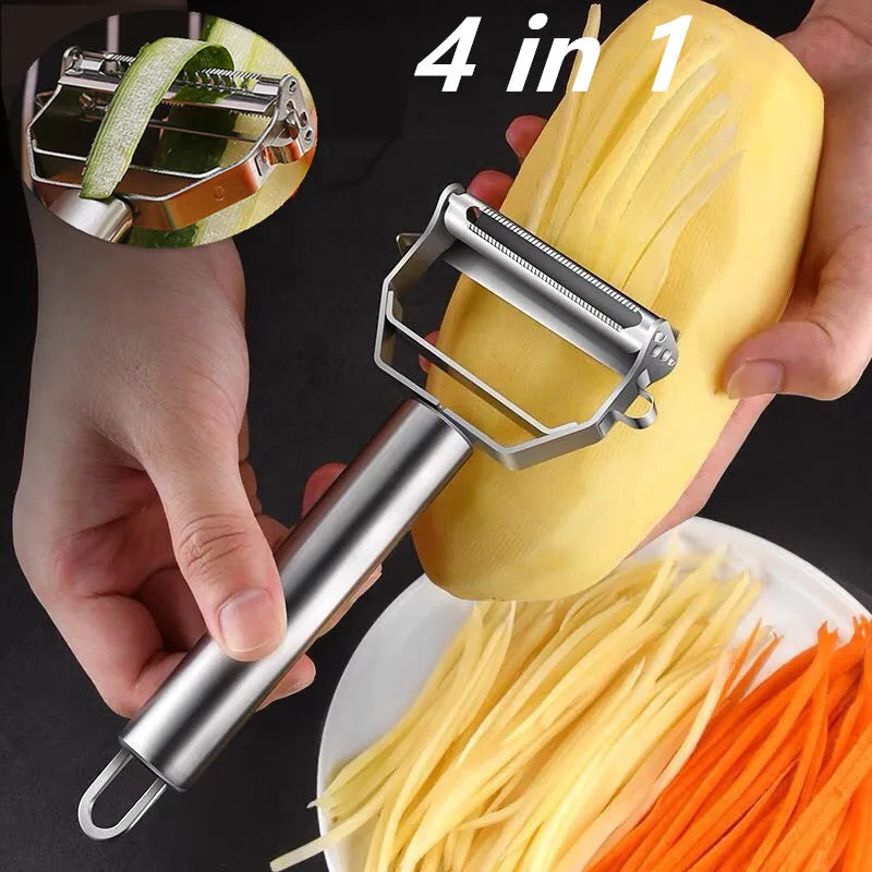 Multifunctional Kitchen Peeler - Stainless Steel Vegetable and Fruit Peeler, Durable Potato Slicer, Household Shredder and Carrot Peeler