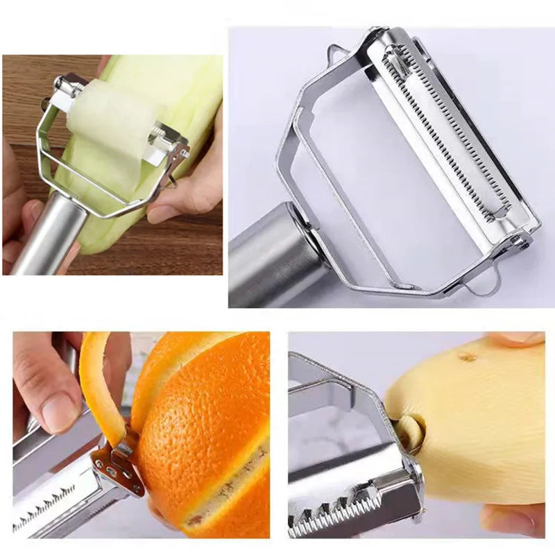 Multifunctional Kitchen Peeler - Stainless Steel Vegetable and Fruit Peeler, Durable Potato Slicer, Household Shredder and Carrot Peeler