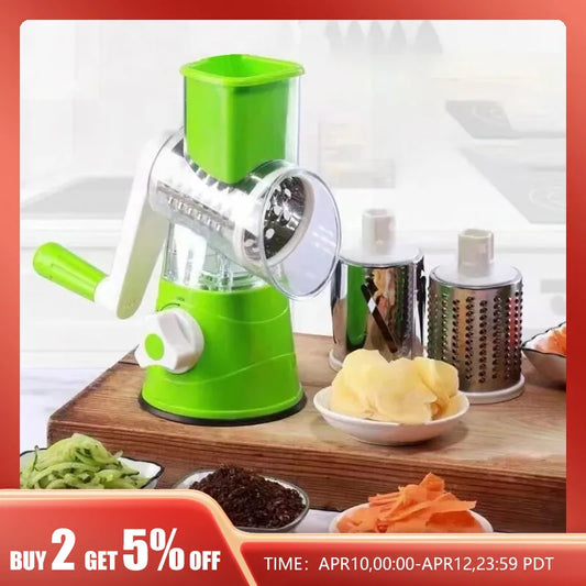 Multifunctional Roller Vegetable Cutter - Hand Crank Kitchen Shredder and Potato Grater