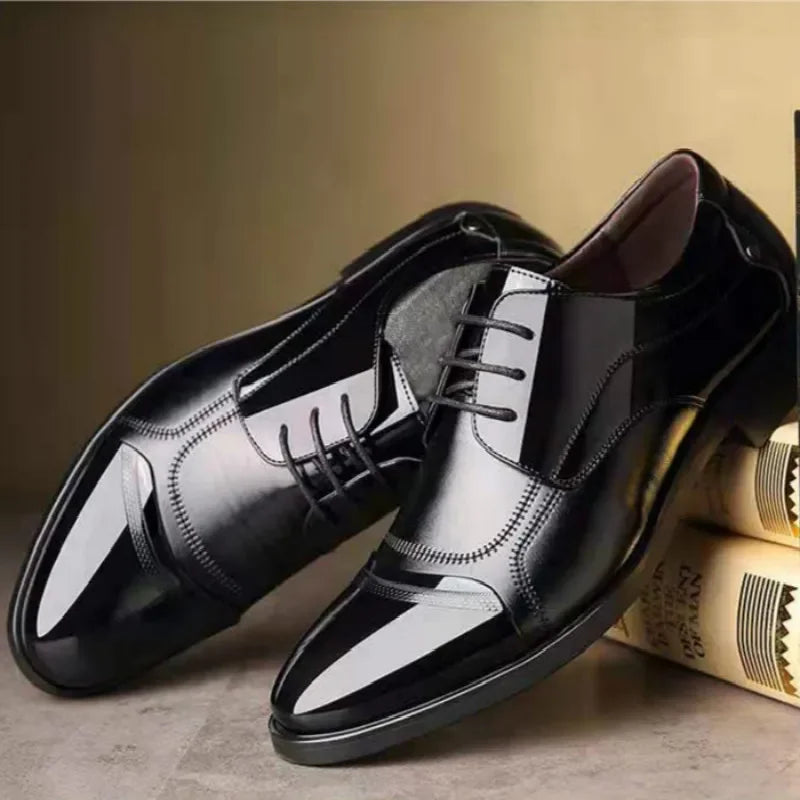 New Men's Leather Lace-Up Oxford Shoes - Luxury Formal Dress Footwear for Business, Office, and Weddings