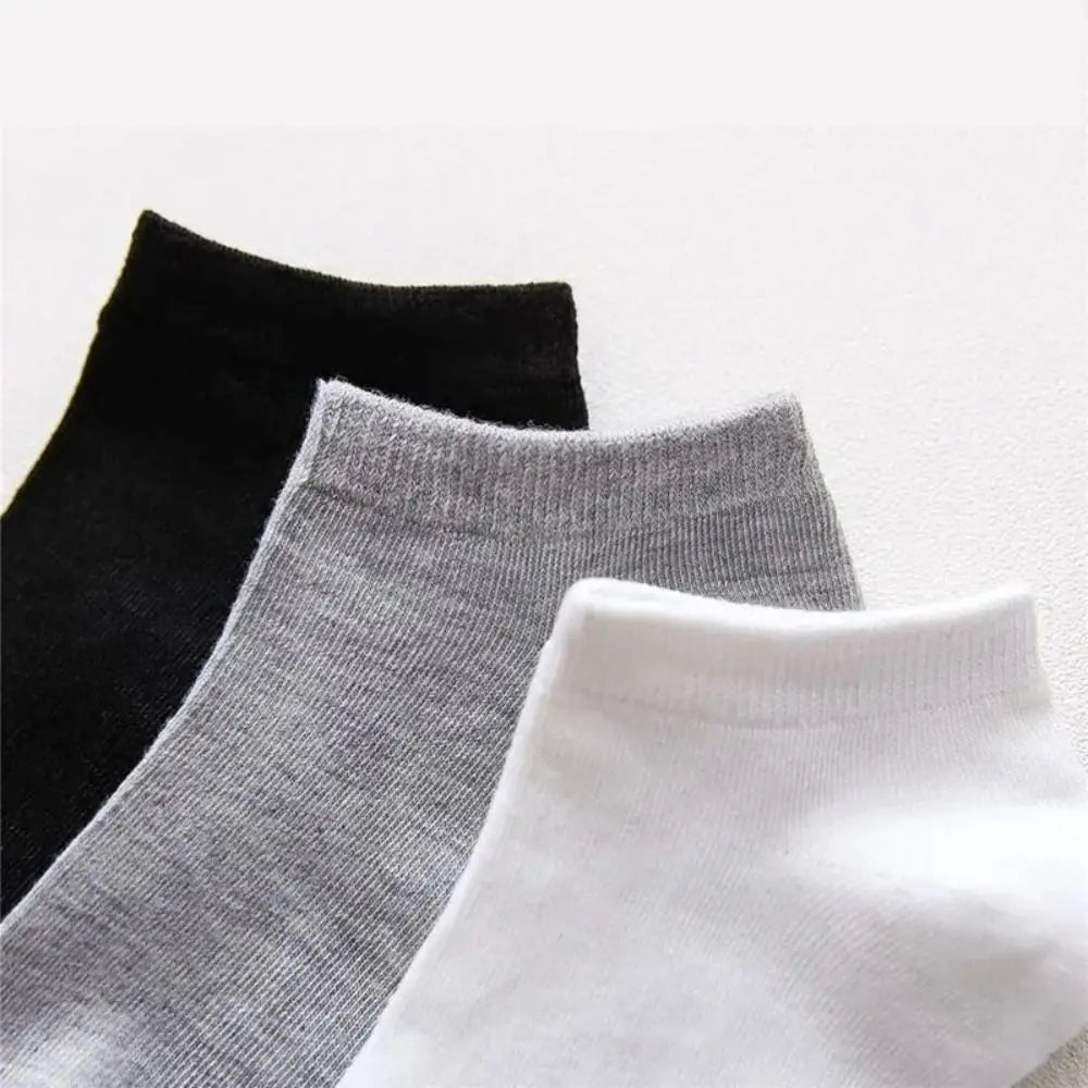 Men's Summer Boat Socks in Black, White, and Grey - Soft Polyester Business Stockings