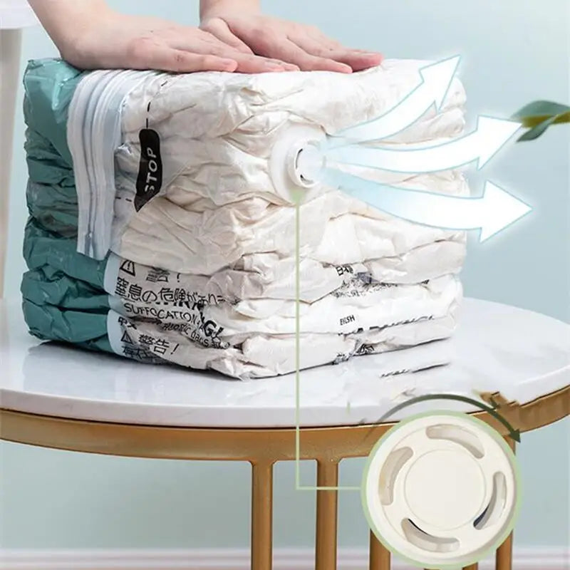 Vacuum-Free Large Plastic Storage Bags - Space-Saving Compression Bags for Clothes and Blankets, Ideal for Travel