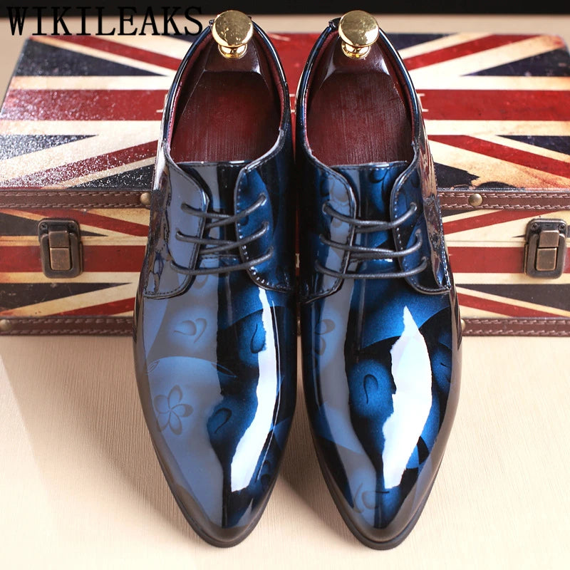Luxury Men's Dress Shoes with Floral Pattern - Leather Oxford Shoes for Weddings and Formal Events, Sizes 37-50