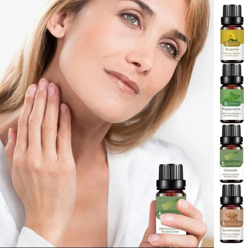 Organic Essential Oils for Aromatherapy - Bergamot, Sandalwood, Lemongrass, Peppermint for Sleep & Diffusers