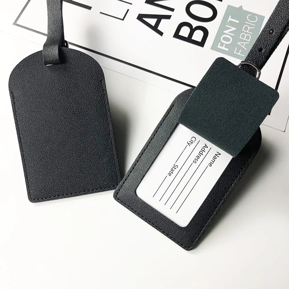 Personalized Initials Luggage Tag - Custom Engraved PU Leather Tags for Men and Women, Suitcase Name Labels with Airplane Logo