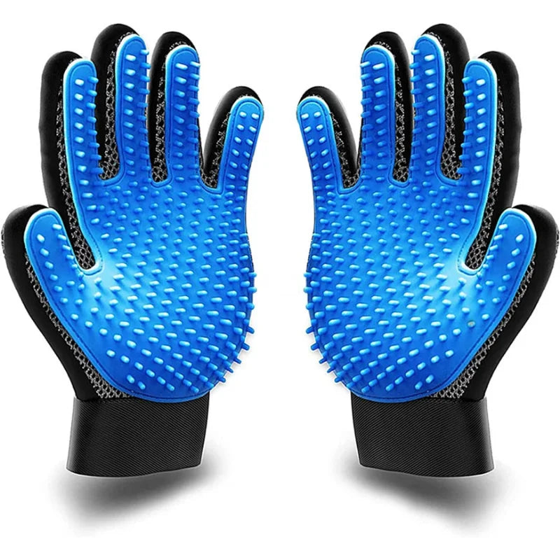 Pet Grooming Gloves - 2-Sided Grooming Brush and Bath Cleaning Glove, Ideal for Dogs, Cats, and Rabbits, Hair De-Shedding and De-Matting Tools