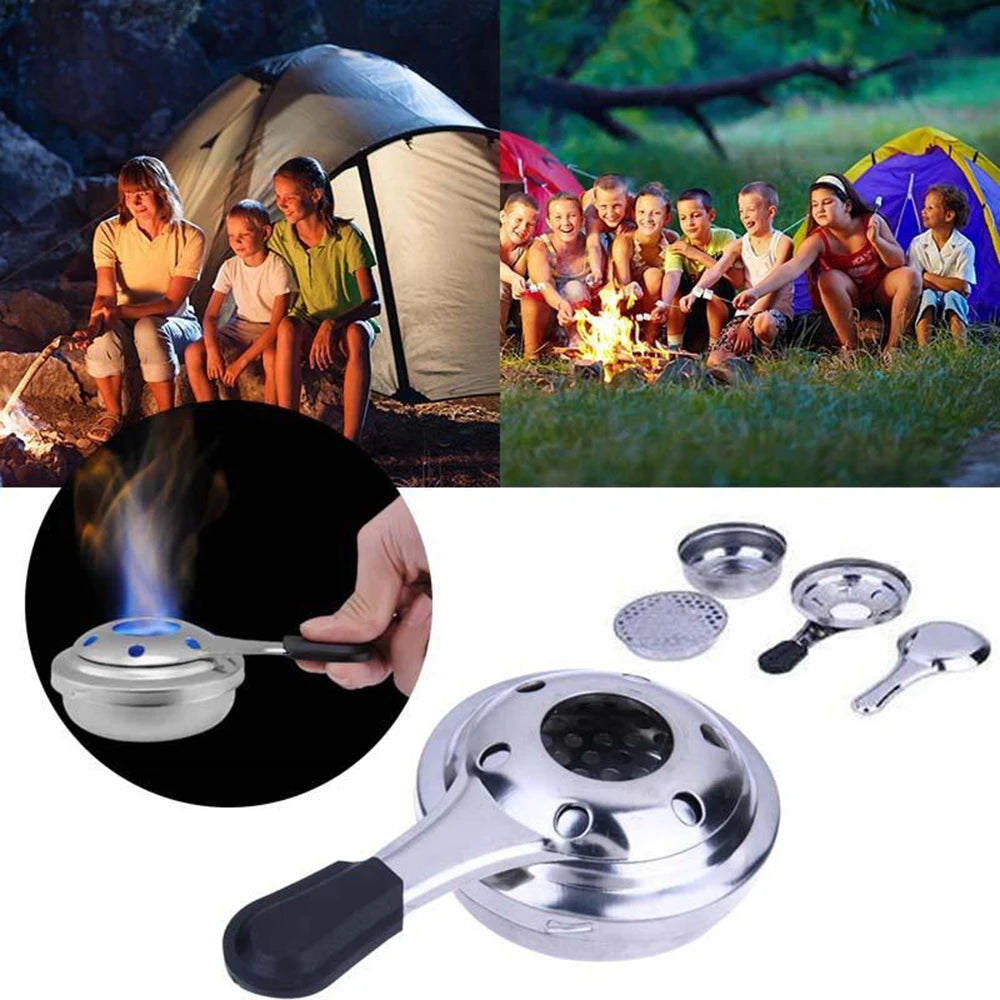 Portable Stainless Steel Alcohol Stove Set - Picnic Spirit Burner with Handle, Outdoor Camping Fuel Furnace Tool