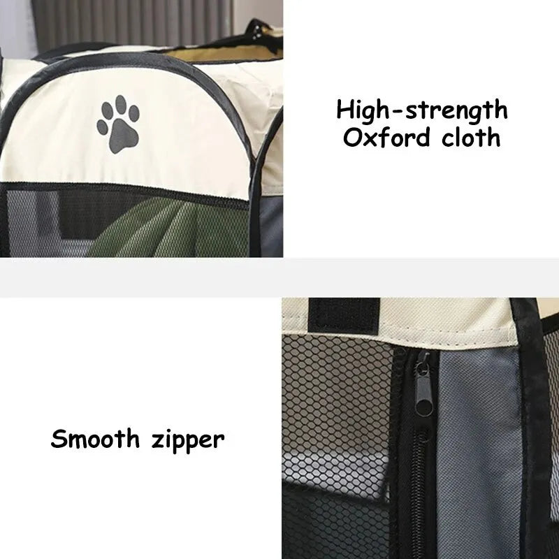 Portable Foldable Pet Tent - Octagonal Kennel Fence for Puppies and Cats, Easy to Use Outdoor Shelter for Large Dogs