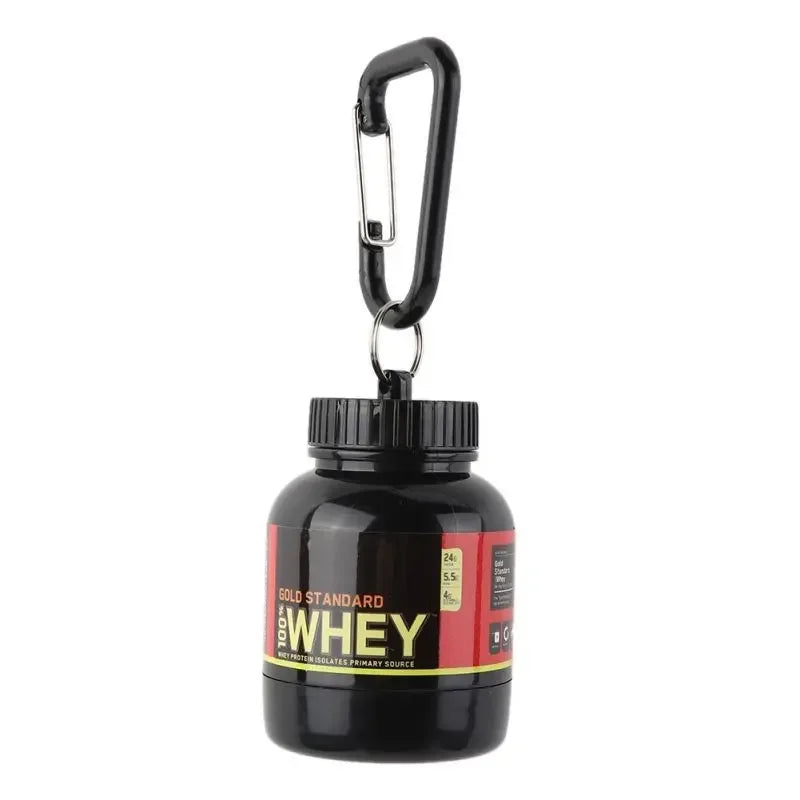 Portable Protein Powder Container - Pill Organizer and Keychain, Nutrition Supplement Cup for Sports and Fitness