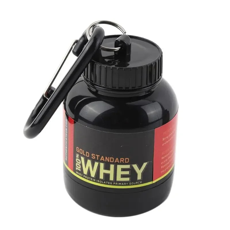Portable Protein Powder Container - Pill Organizer and Keychain, Nutrition Supplement Cup for Sports and Fitness