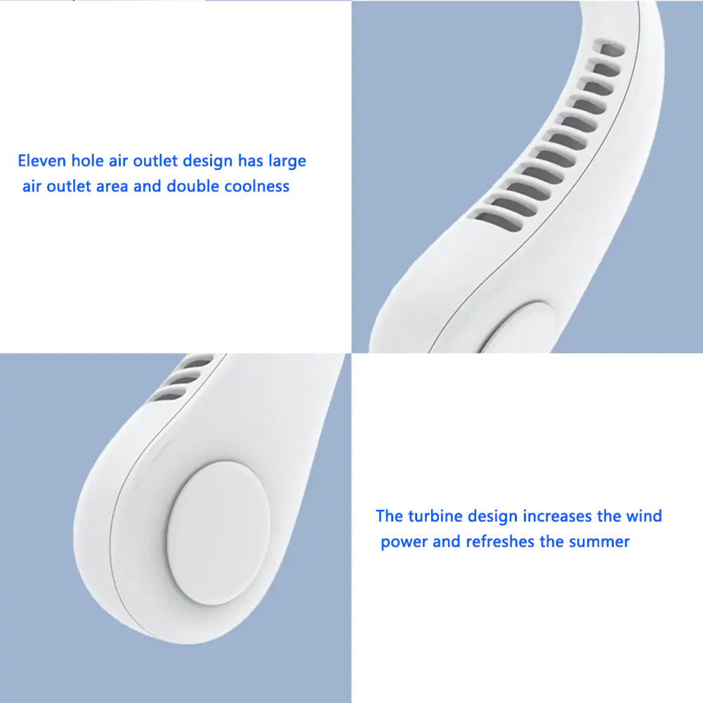 Portable Rechargeable Fan - Sleek, Concealed Turbo Design for Safe, On-the-Go Cooling