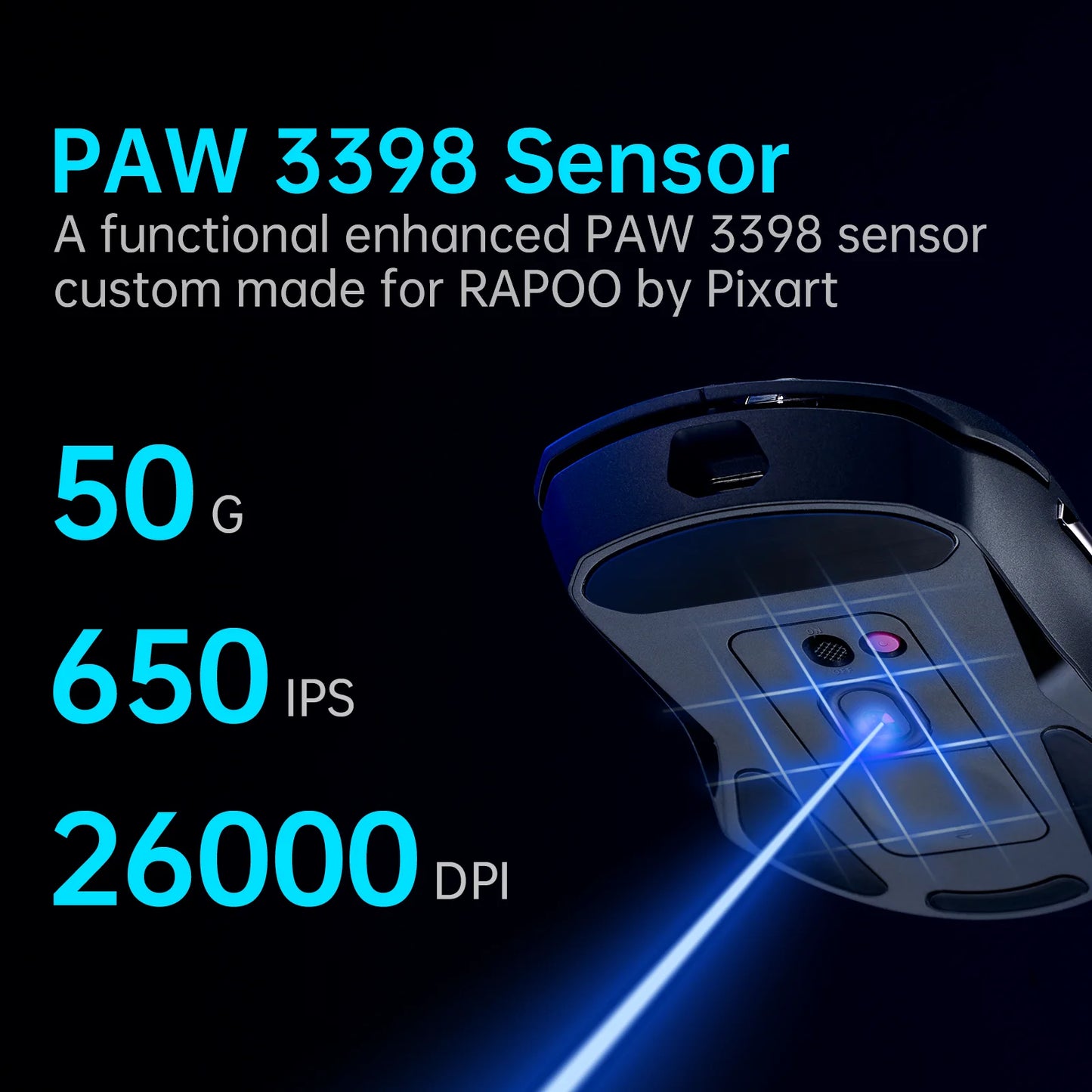 Rapoo VT9PRO Wireless Gaming Mouse - Esports Grade, 68g Ultra-Light, 26000 DPI, 8 Buttons, Optical PAW3398 Sensor, for Laptop and PC