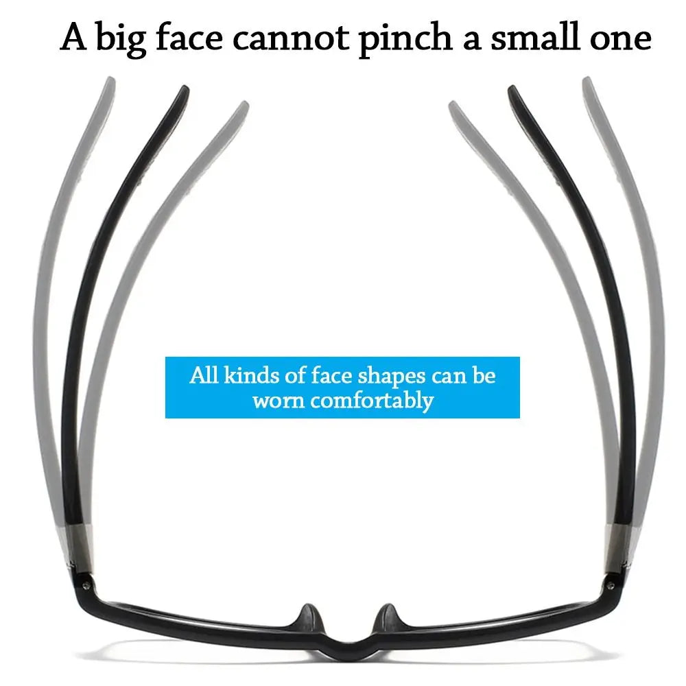 Sports Reading Glasses for Men and Women - Anti-Blue Light, Polarized, Multifocal Eyewear, TR90 Frame, Black/Red, Presbyopia Correction +100 to +400