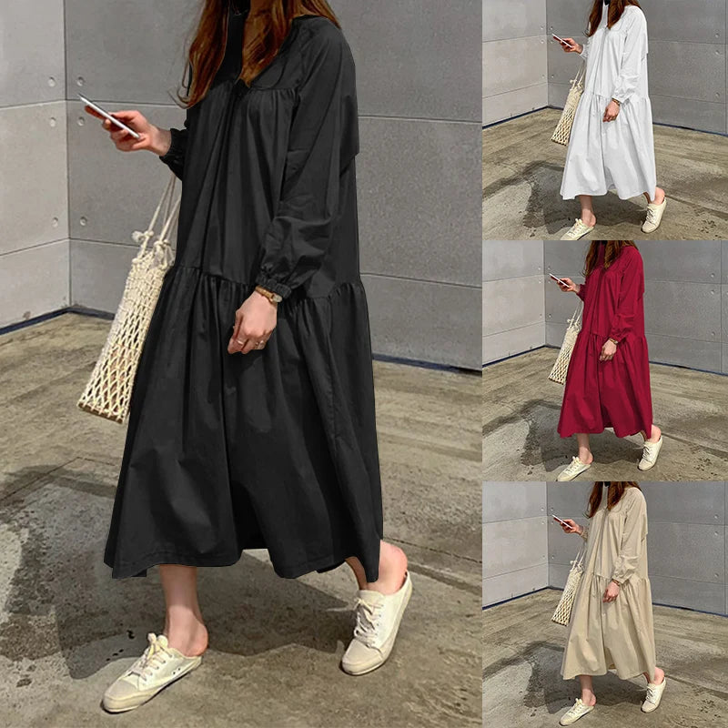 Vintage Elegance: Celmia Long Sleeve Maxi Dress for Effortless Style
