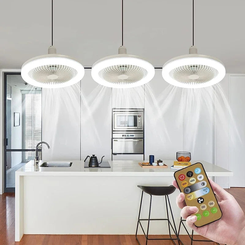 Smart 3-in-1 Ceiling Fan with Remote Control - E27, 3-Speed, AC85-265V Lighting Base for Bedroom and Living Room