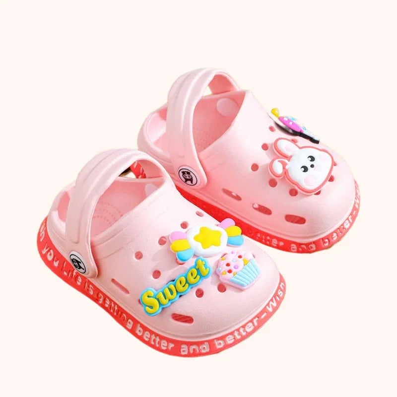 Summer Kids' Sandals with Cartoon DIY Design - Soft Anti-Skid Hole Shoes for Boys and Girls