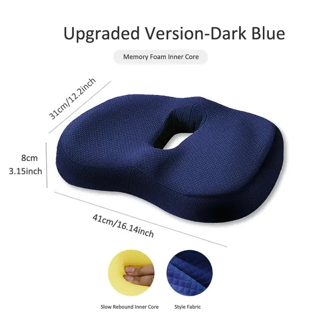 Memory Foam Seat Cushion & Back Support Pillow Set - Orthopedic Ergonomic Comfort