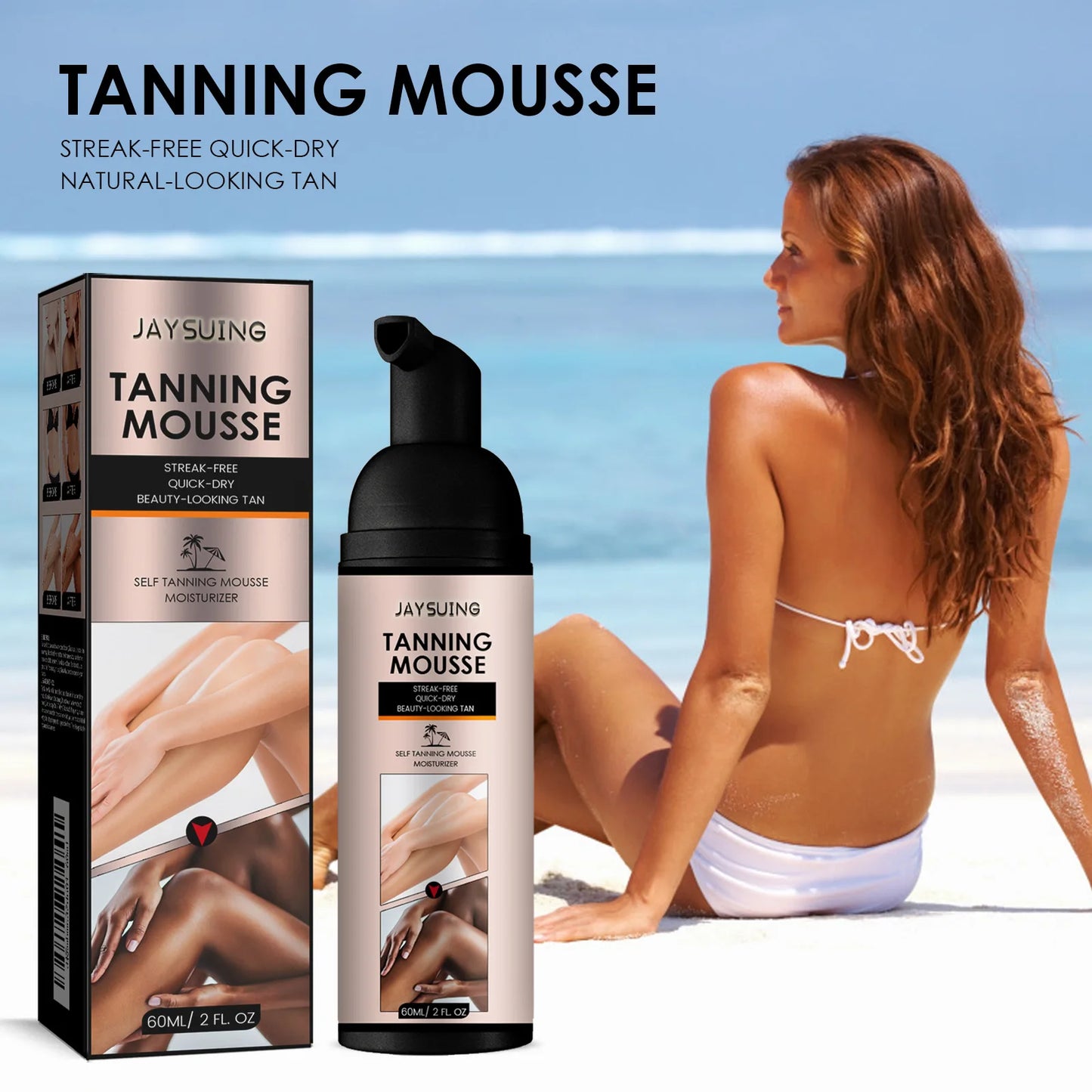 Tanning Cream - Tan Sunless Body Bronzing Mousse, Natural Self Tanner with Skin Shine and Moisturizing Protection, Comparable to Coco & Eve