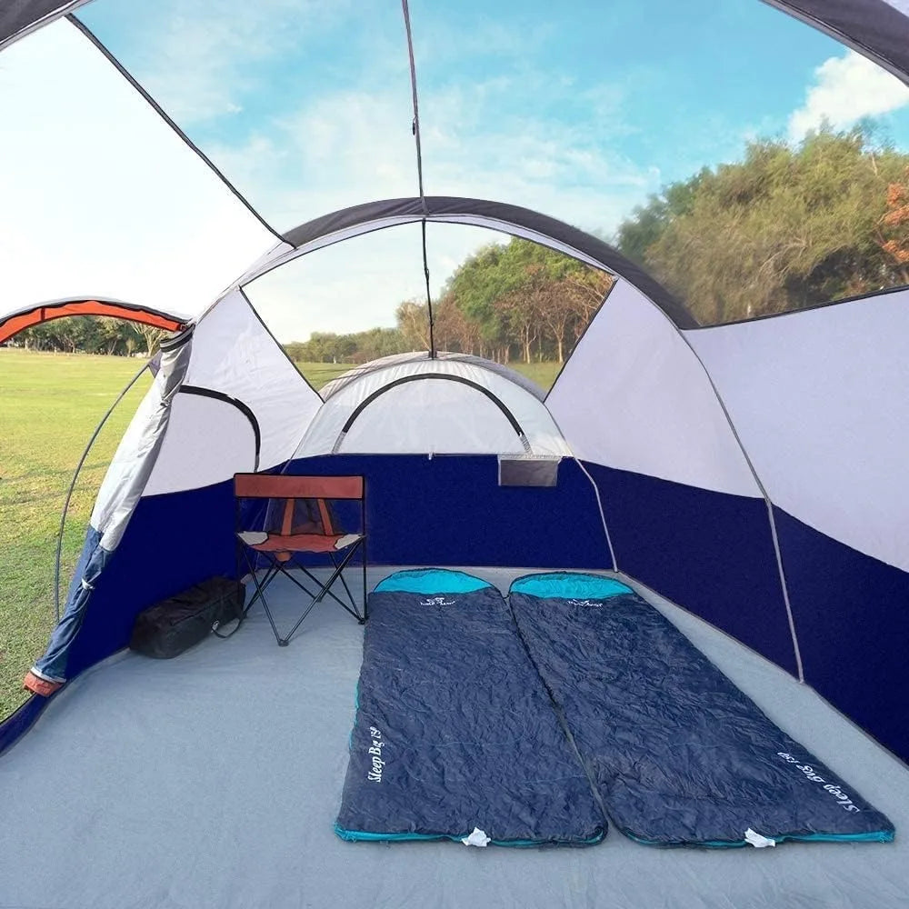 8-Person Family Camping Tent - Weather Resistant with 5 Large Mesh Windows, Double Layer Rooms, Portable with Carry Bag