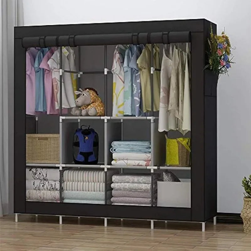 UDEAR Portable Closet - Large Wardrobe Clothes Organizer with 6 Storage Shelves, Available in Black, Grey, Beige