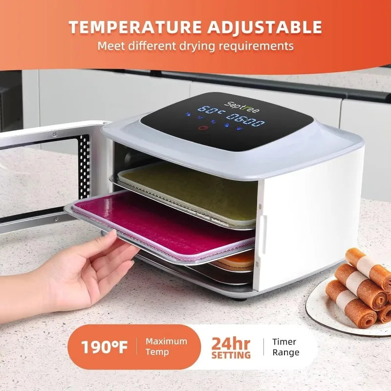 Upgraded 4-Layer Food Dehydrator - 400W Stainless Steel Tray Dryer Machine for Jerky with Deluxe Accessories Kit, 190°F